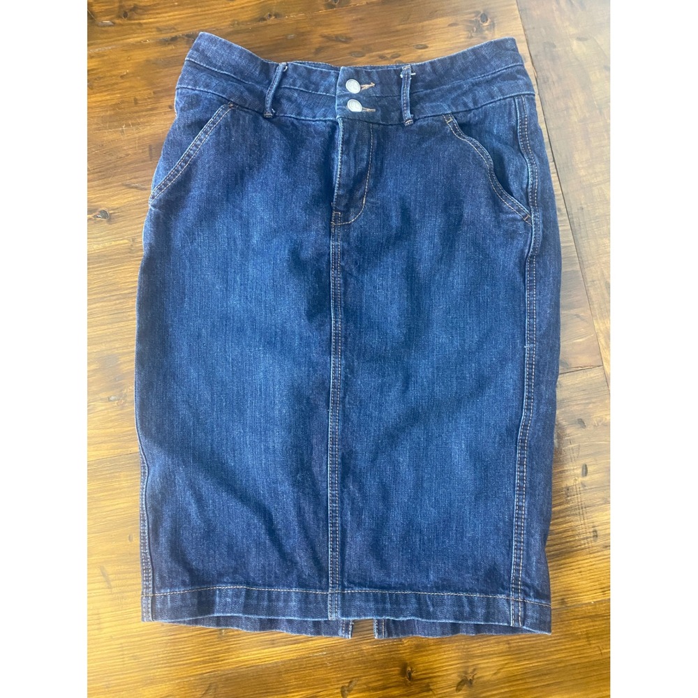 Fresh Ink Dark Wash Denim Pencil Skirt Size 29 Cotton Knee Length SKU E118‎